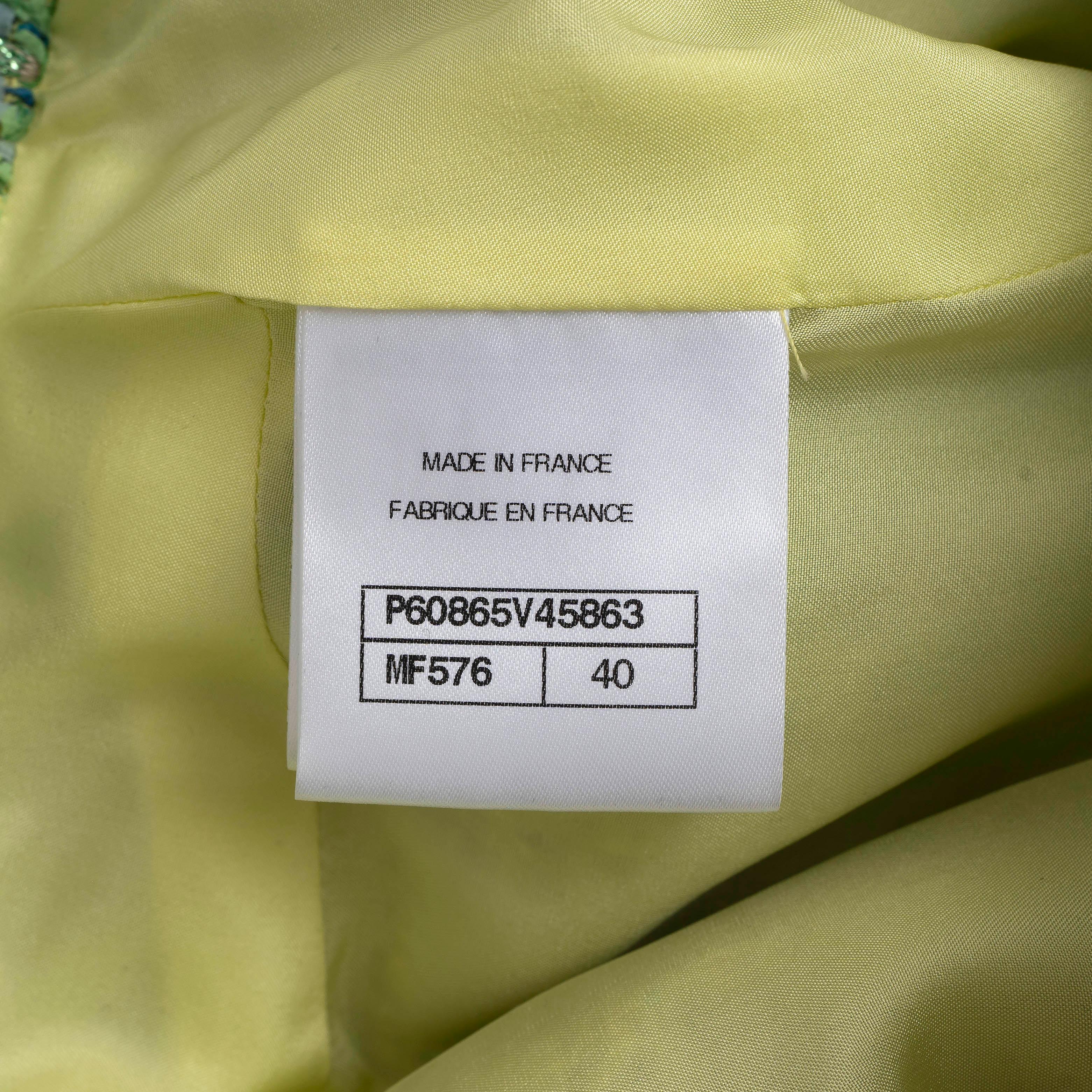 CHANEL coton vert & jaune 2019 19P TWEED BERMUDA Short Pantalon 40 M en vente 3