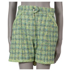 CHANEL Grüne & gelbe Baumwollhose aus Baumwolle 2019 19P TWEED BERMUDA Shorts 40 M