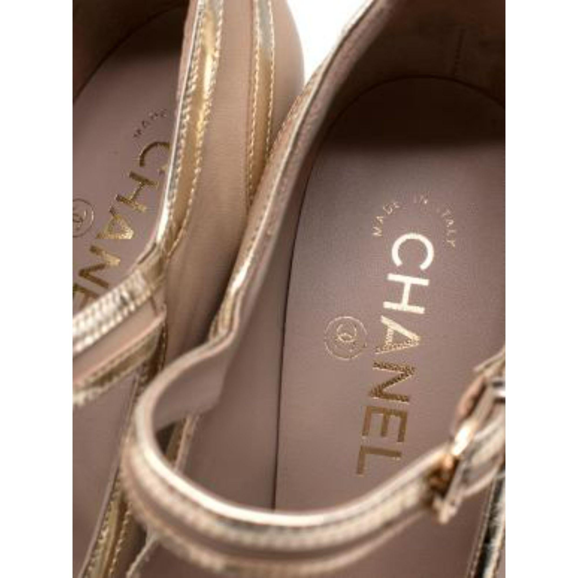 Chanel Greige Lambskin Platform Mary Jane Pumps For Sale 5