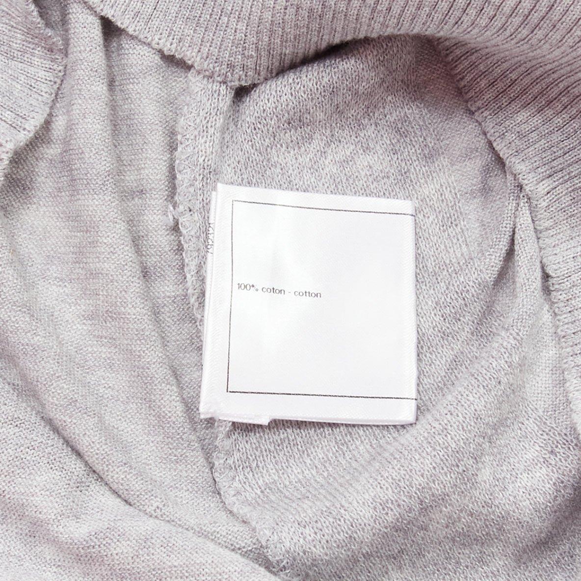CHANEL grey 100% cotton CC logo short sleeve knitted top FR36 S 3