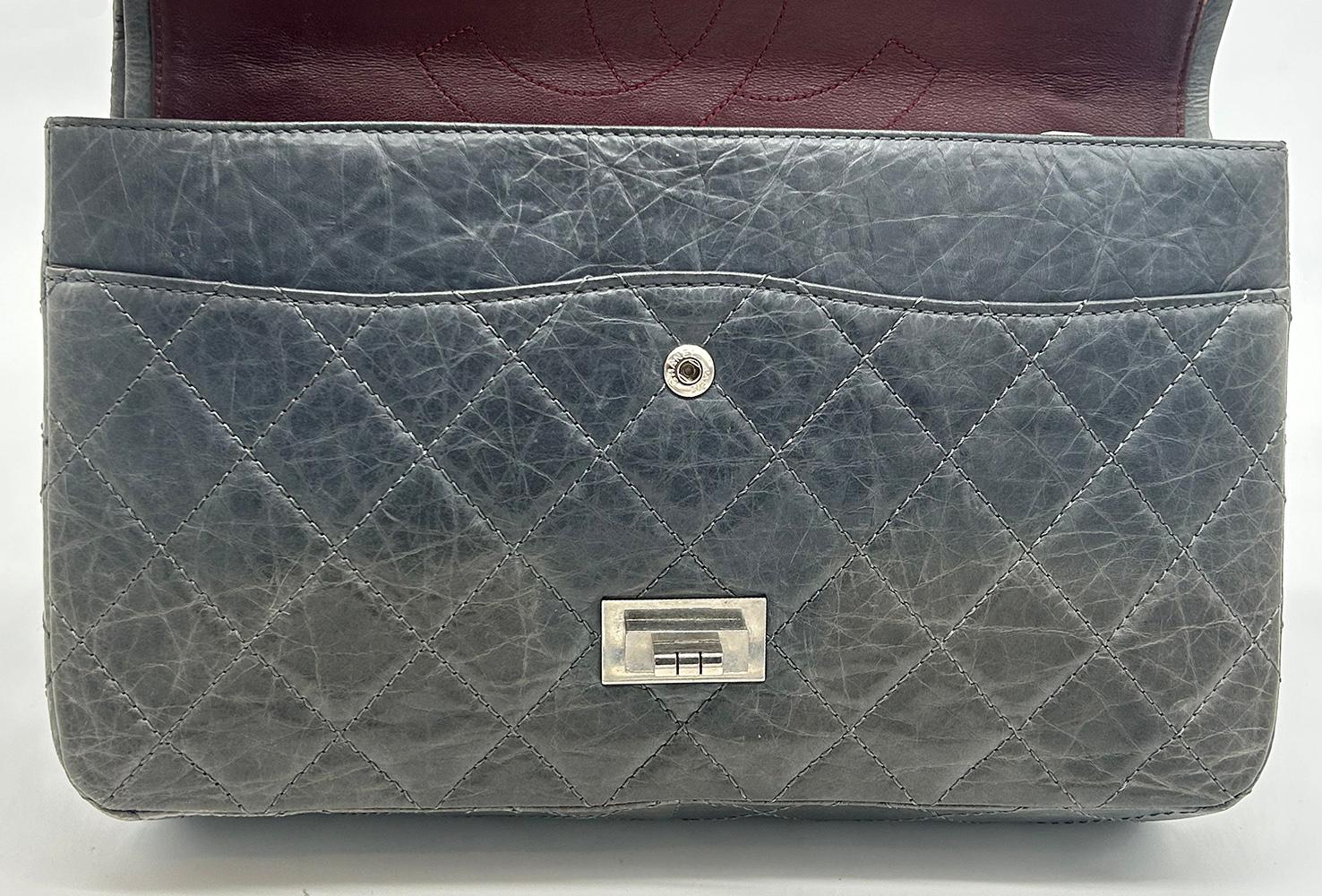 Chanel Grey Aged Calfskin Anniversary 2.55 Reissue 227 Double Flap Bag 10