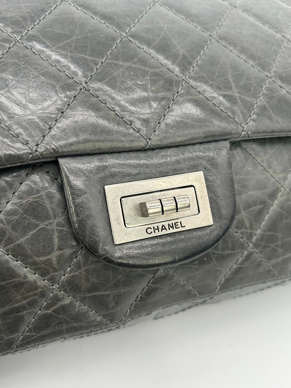 Chanel Grey Aged Calfskin Anniversary 2.55 Reissue 227 Double Flap Bag 1