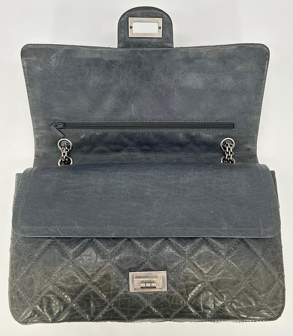 Chanel Grey Aged Calfskin Anniversary 2.55 Reissue 227 Double Flap Bag 2