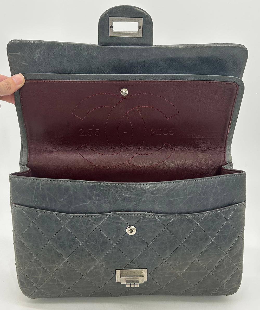 Chanel Grey Aged Calfskin Anniversary 2.55 Reissue 227 Double Flap Bag 3