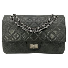 Chanel Grey Aged Calfskin Anniversary 2.55 Reissue 227 Double Flap Bag