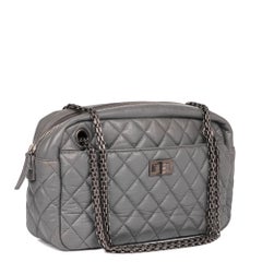 CHANEL Grey Aged Calfskin Leather Medium Reissue Camera Bag