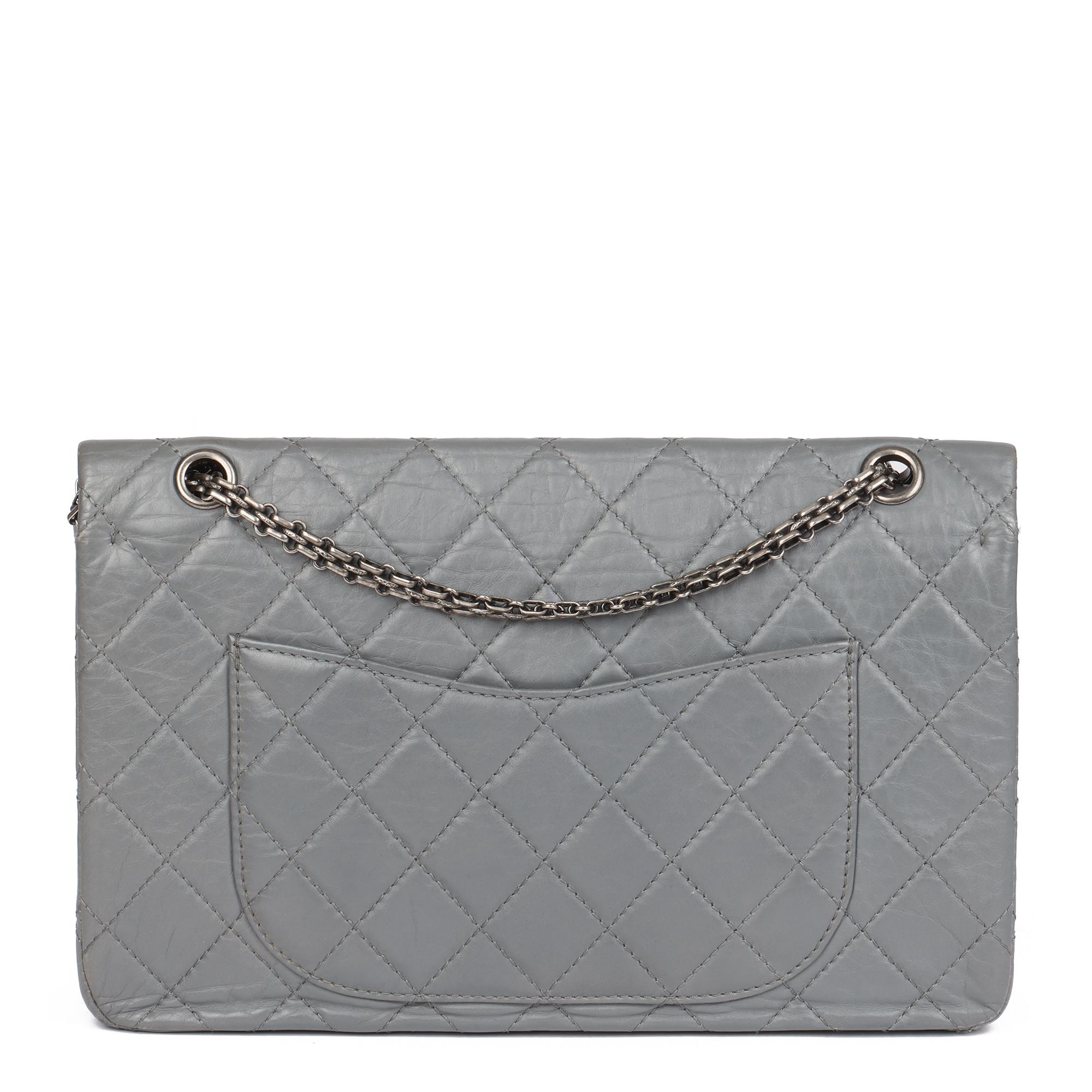 Chanel Grey Aged Quilted Calfskin Leather 227 2.55 Reissue Flap Bag 5