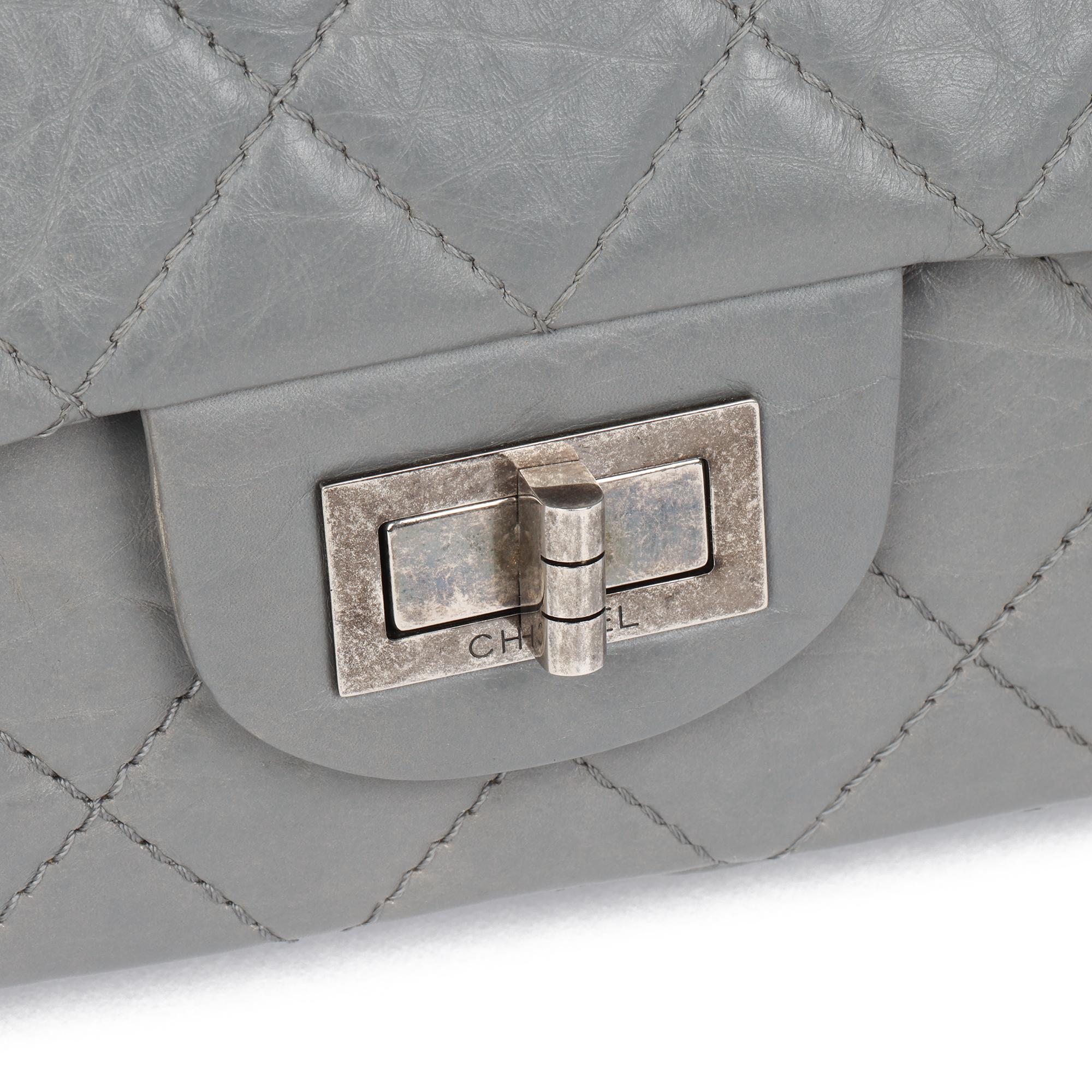 Chanel Grey Aged Quilted Calfskin Leather 227 2.55 Reissue Flap Bag 7