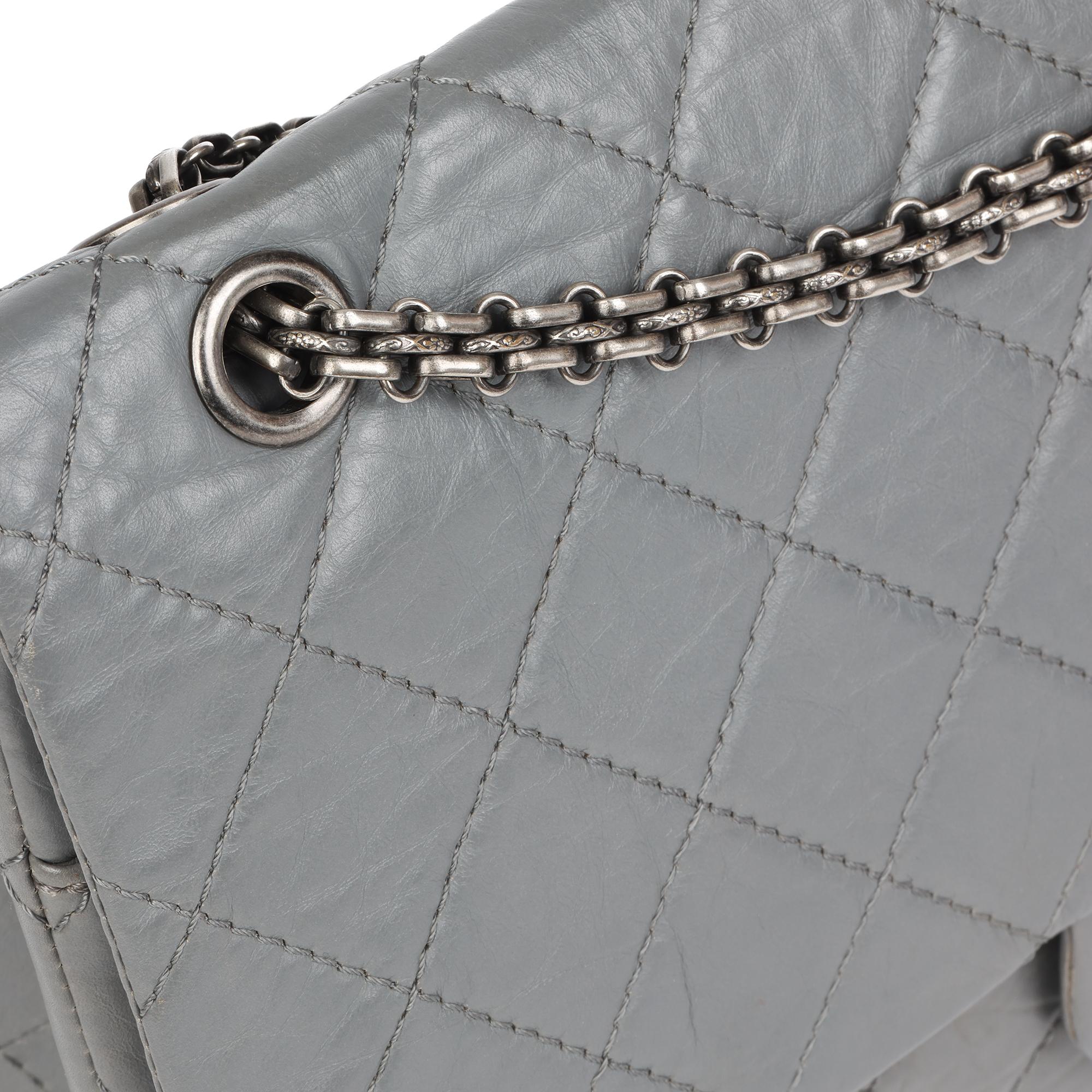 Chanel Grey Aged Quilted Calfskin Leather 227 2.55 Reissue Flap Bag 8