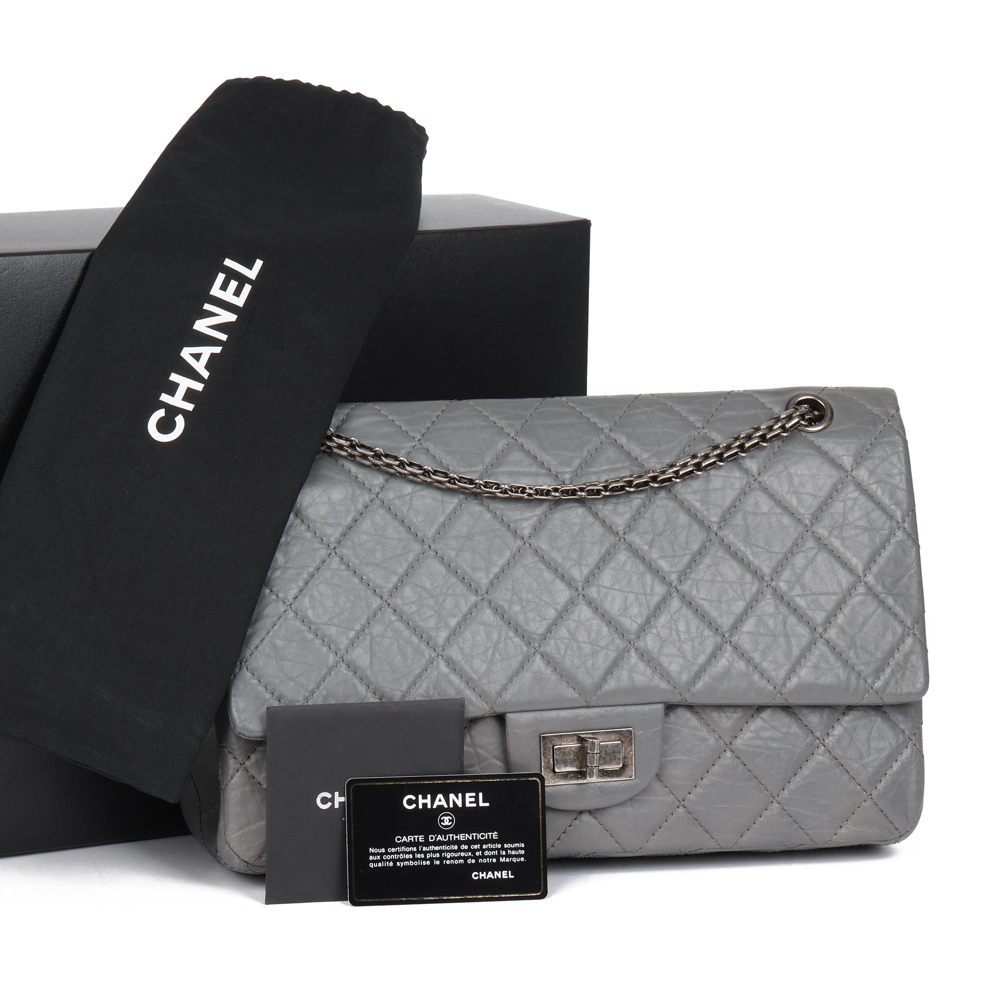 Women's Chanel Grey Aged Quilted Calfskin Leather 227 2.55 Reissue Flap Bag