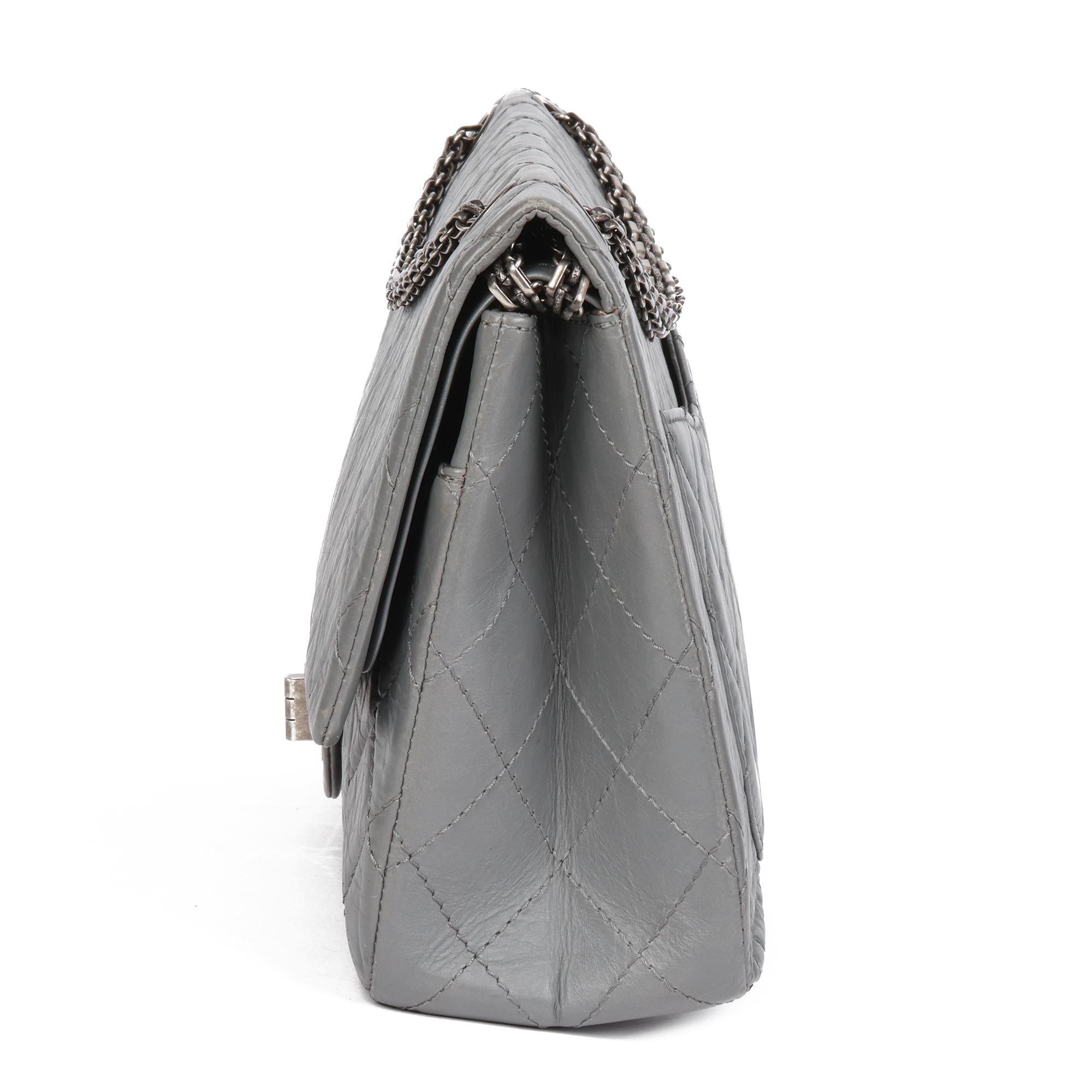 Chanel Grey Aged Quilted Calfskin Leather 227 2.55 Reissue Flap Bag 4