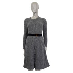 LOUIS VUITTON grey alpaca BELTED CHUNKY CABLE KNIT Dress S