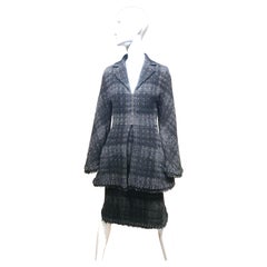 Chanel Grey and Black Wool Skirt Suit