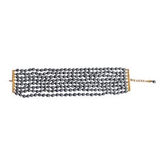 Chanel Grey Beads Choker Necklace