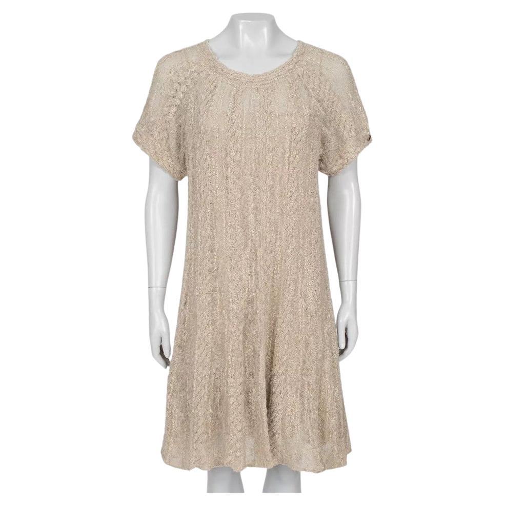 Robe en maille gris-beige de Chanel - Taille FR42 / XL