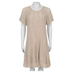 Chanel Grey-Beige Knitted Dress - Size FR42 / XL