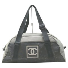 Vintage Chanel Grey Bicolor Sports Logo CC Duffle Bag 862873  