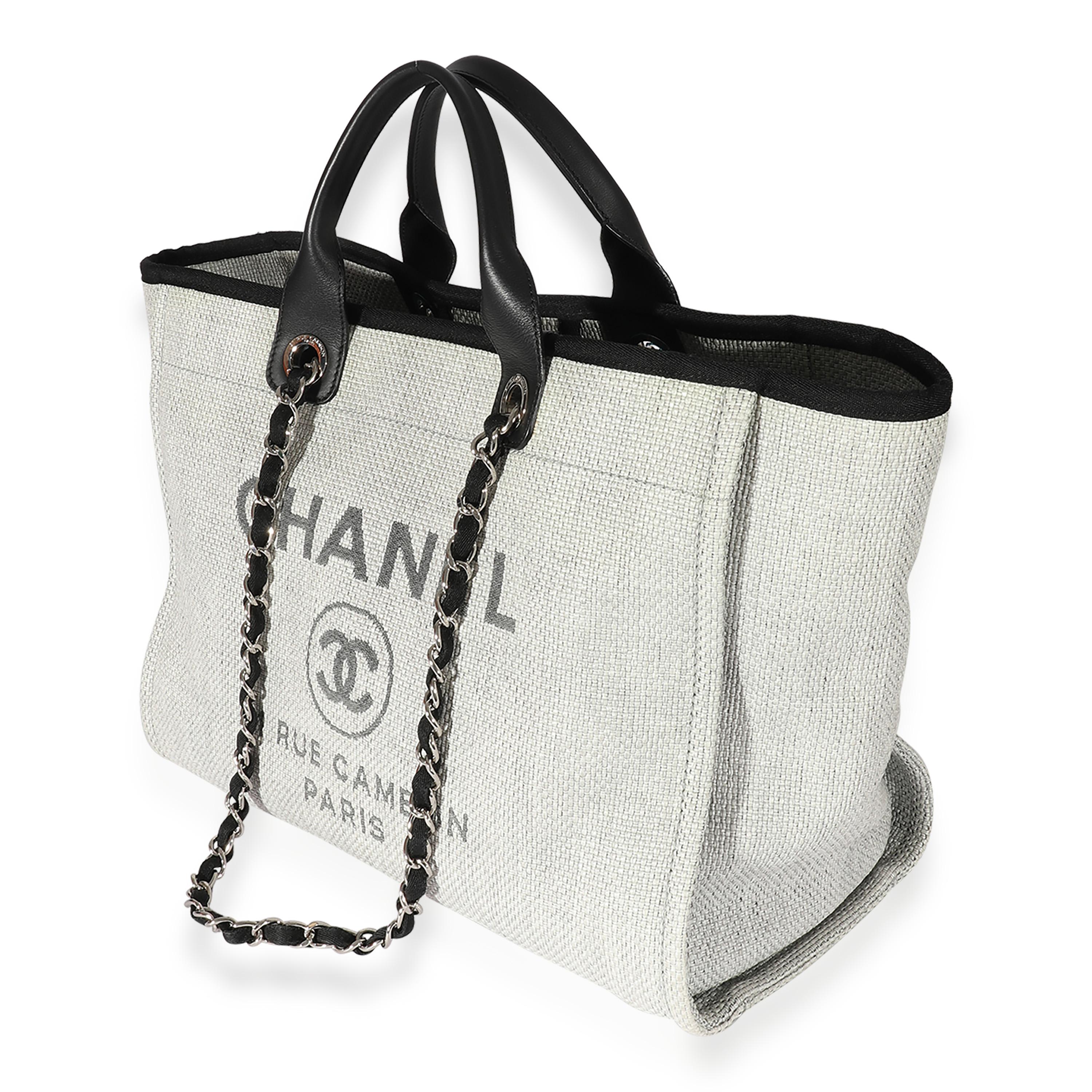 Women's Chanel Grey & Black Canvas Large Deauville Tote