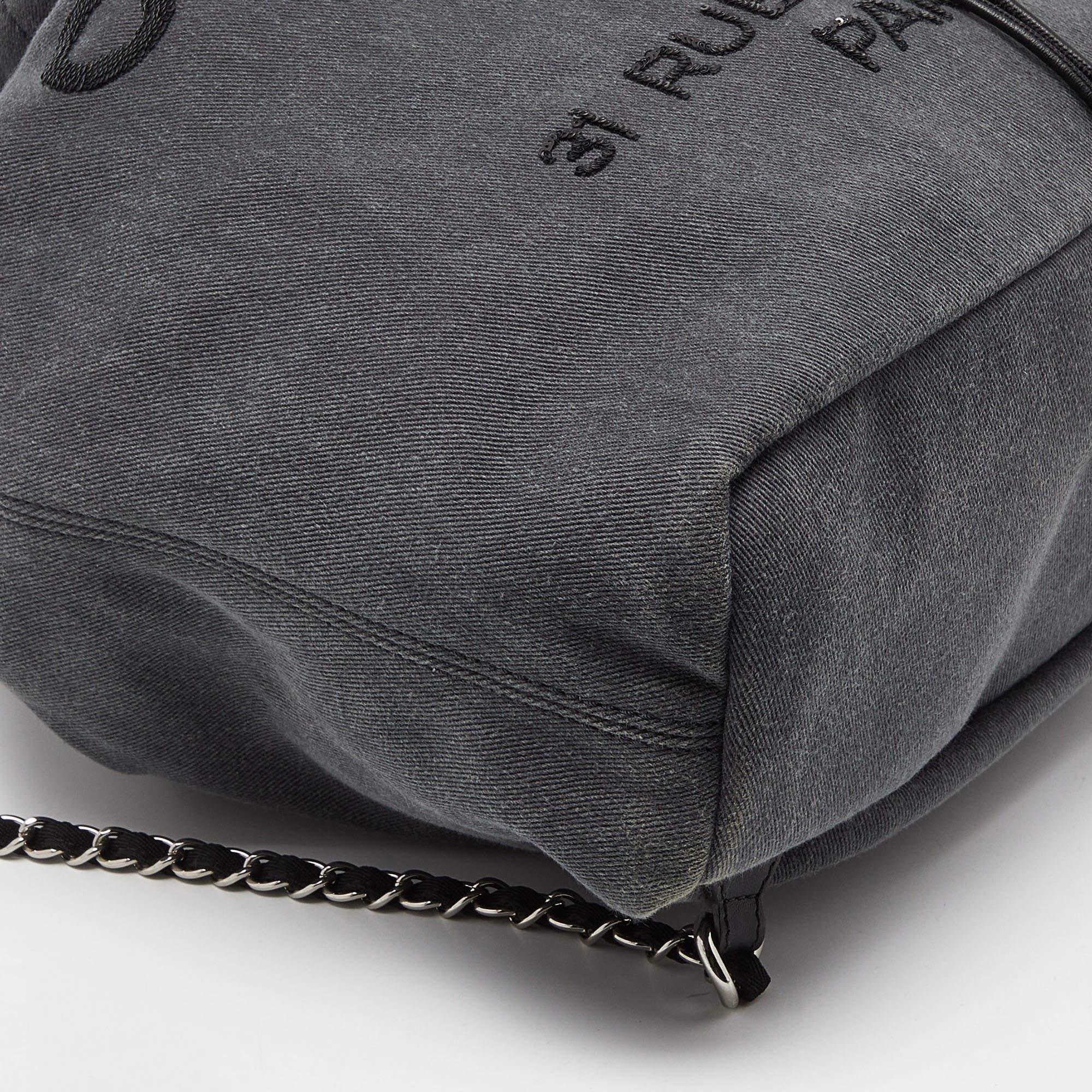 Chanel Grey/Black Denim and Leather Sequin Embellished Deauville Backpack 1