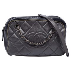 Chanel Grey/Black Quilted Leather Small Ballerine Camera Case Bag