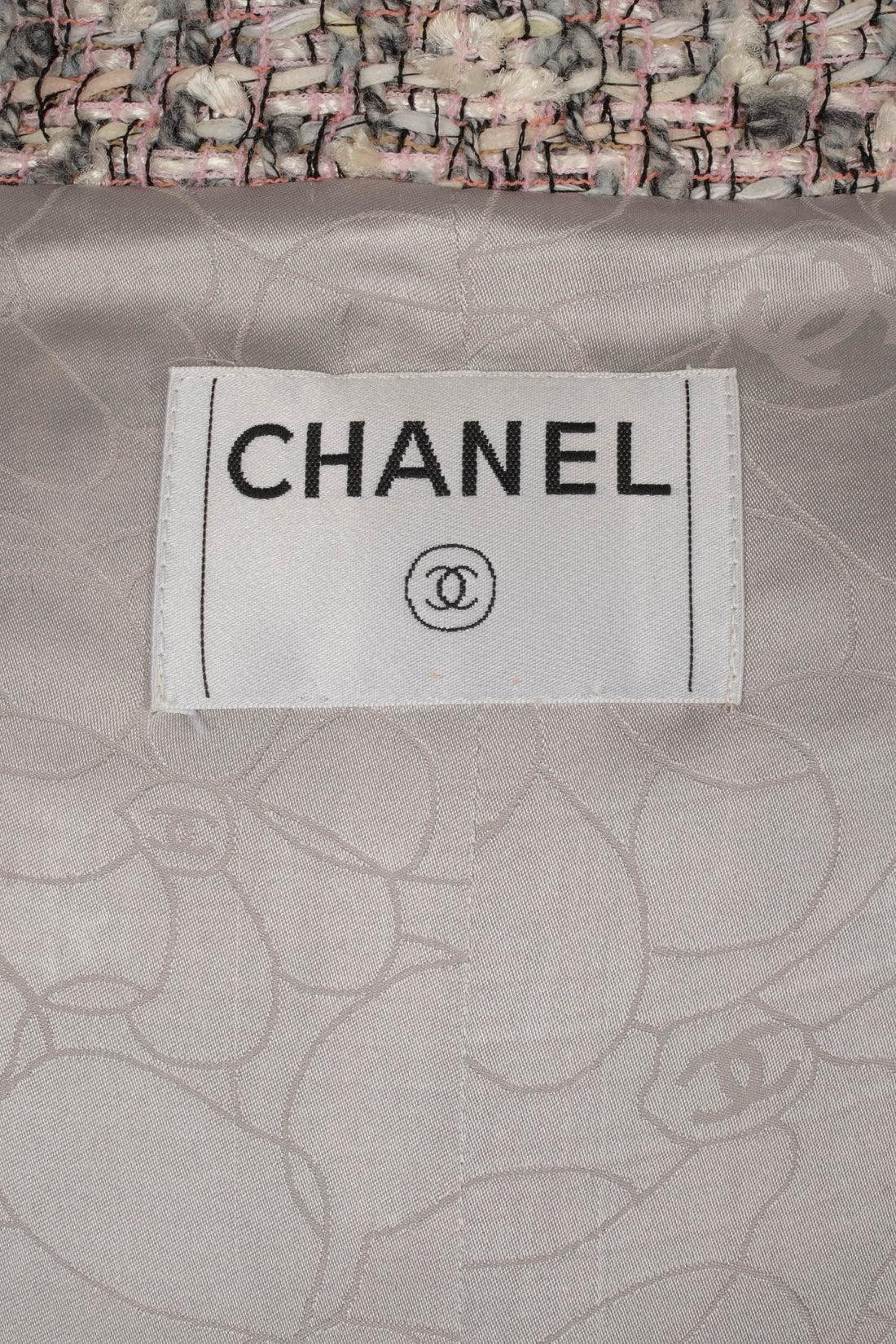 Chanel Grey-blue and Pink Tone Tweed Jacket 5