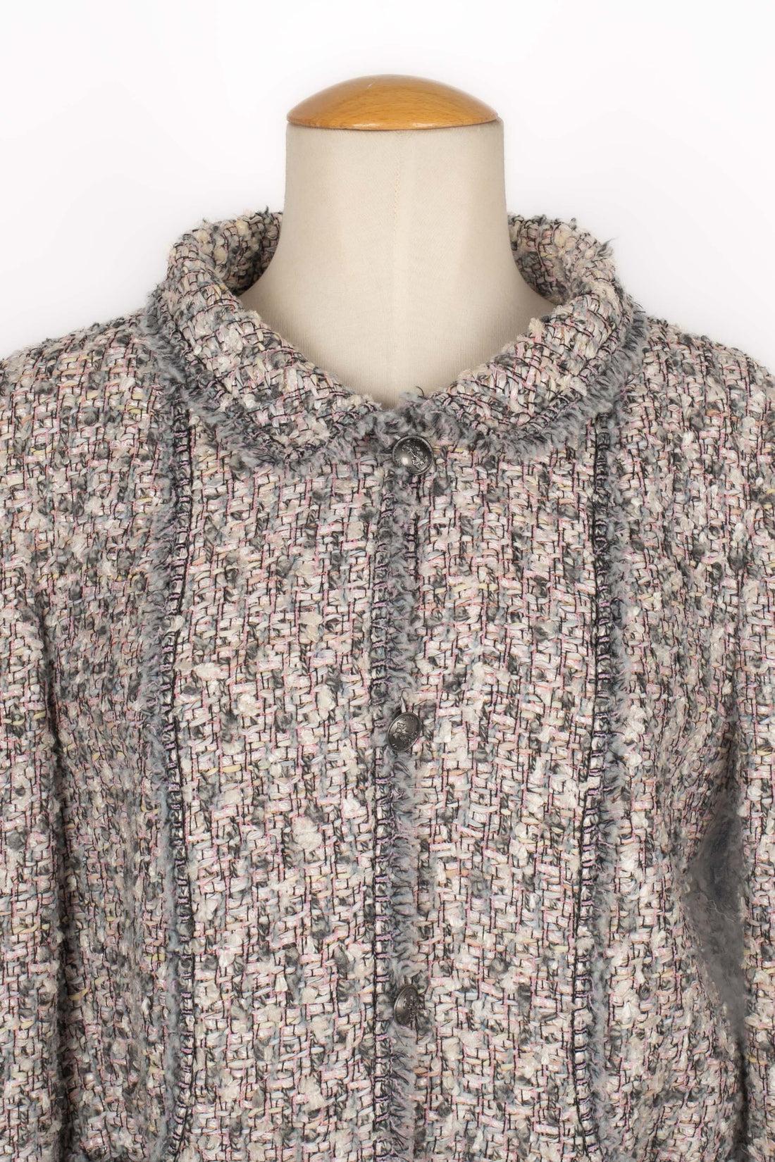 Women's Chanel Grey-blue and Pink Tone Tweed Jacket