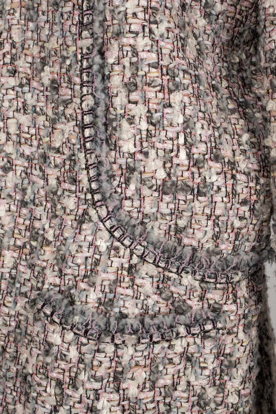 Chanel Grey-blue and Pink Tone Tweed Jacket 3