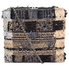 CHANEL grau & blau IL QUADRATO TWEED BOX Umhängetasche