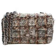 Chanel Grey/Brown/Beige Tweed Mini Flap Bag