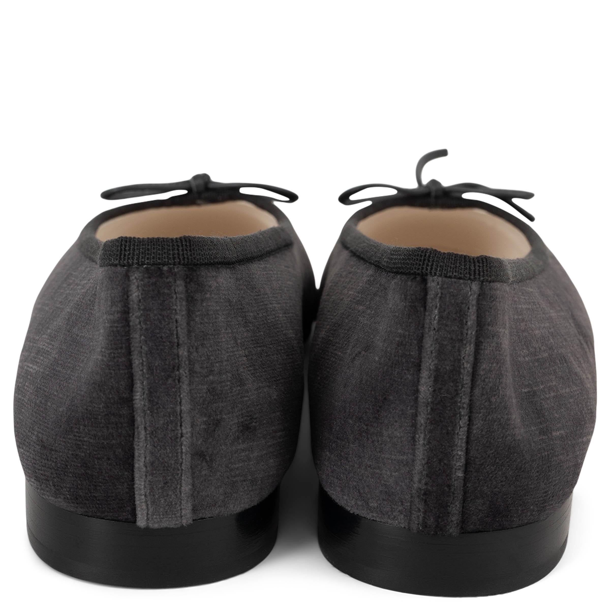 Donna Chanel in velluto grigio e marrone 24A MANCHESTER Ballerine Scarpe 38 G02819 in vendita
