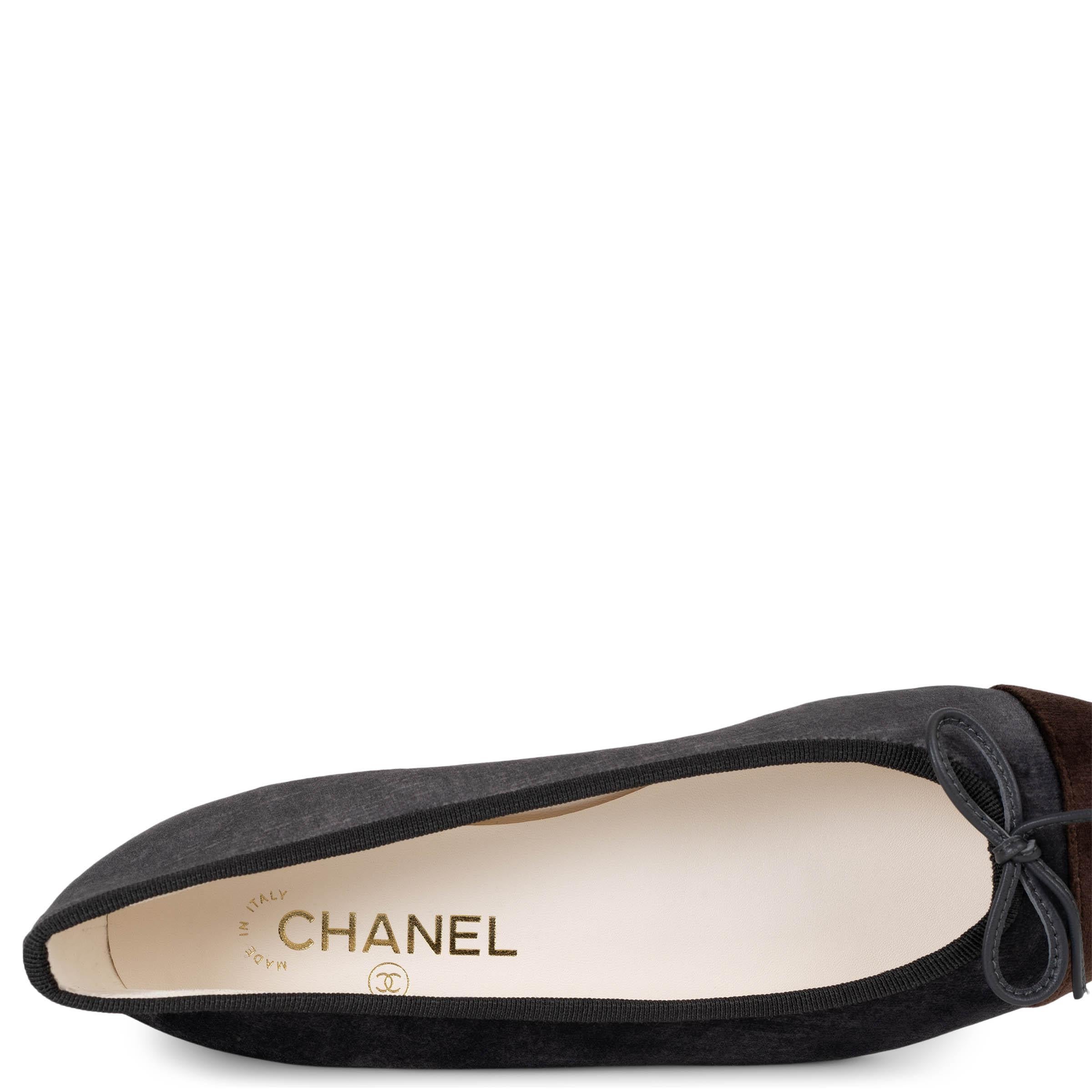 Chanel in velluto grigio e marrone 24A MANCHESTER Ballerine Scarpe 38 G02819 in vendita 3