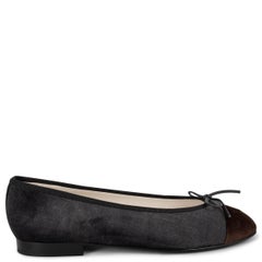 Chanel in velluto grigio e marrone 24A MANCHESTER Ballerine Scarpe 38 G02819