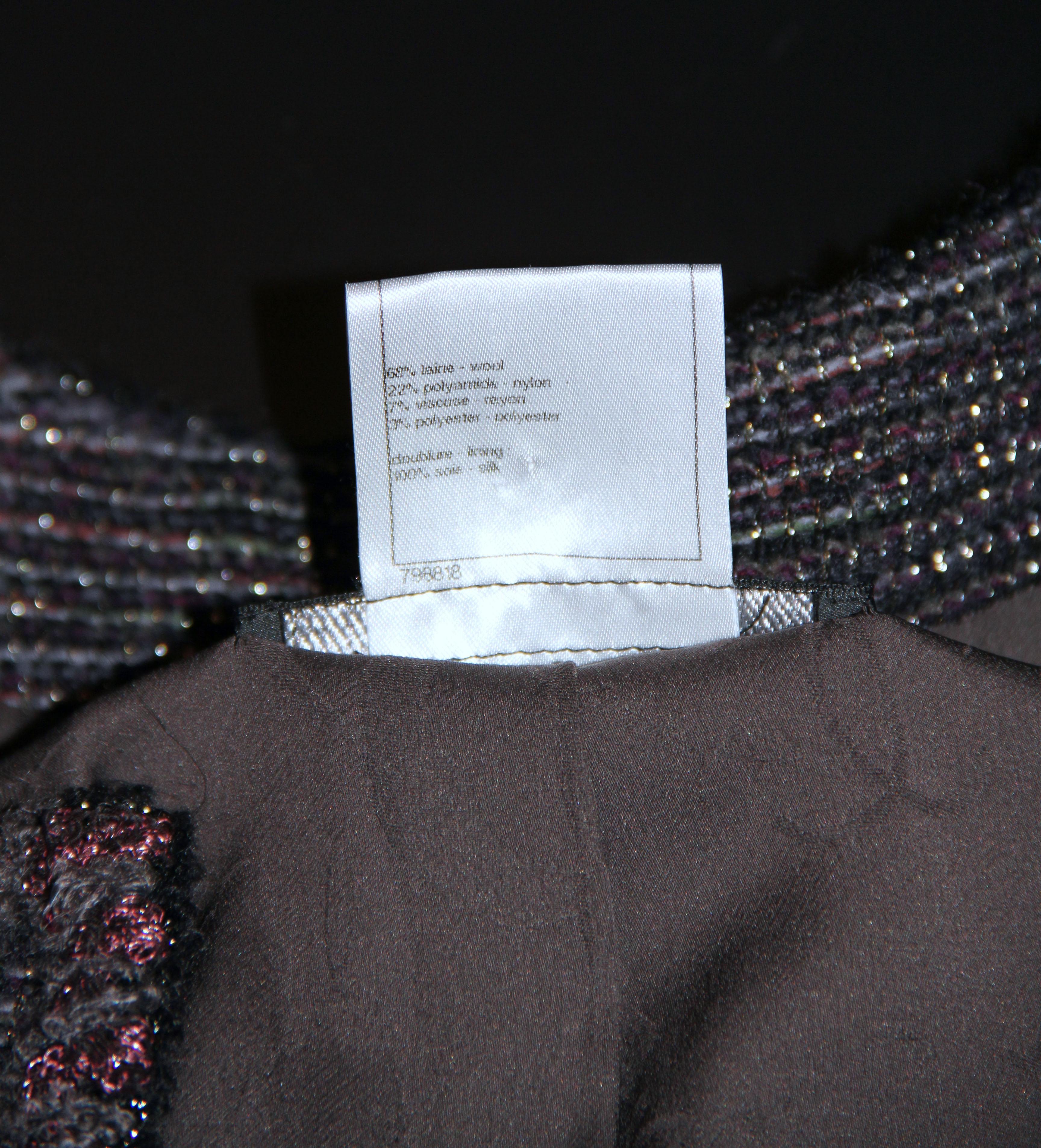 Chanel Grey Burgundy Tweed Coat Fall 2011 Ready to Wear 3