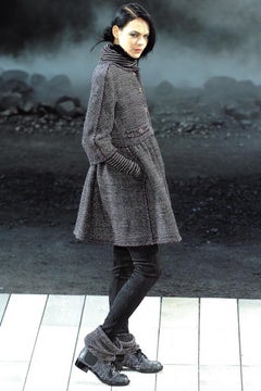 Chanel Grey Burgundy Tweed Coat Fall 2011 Ready to Wear