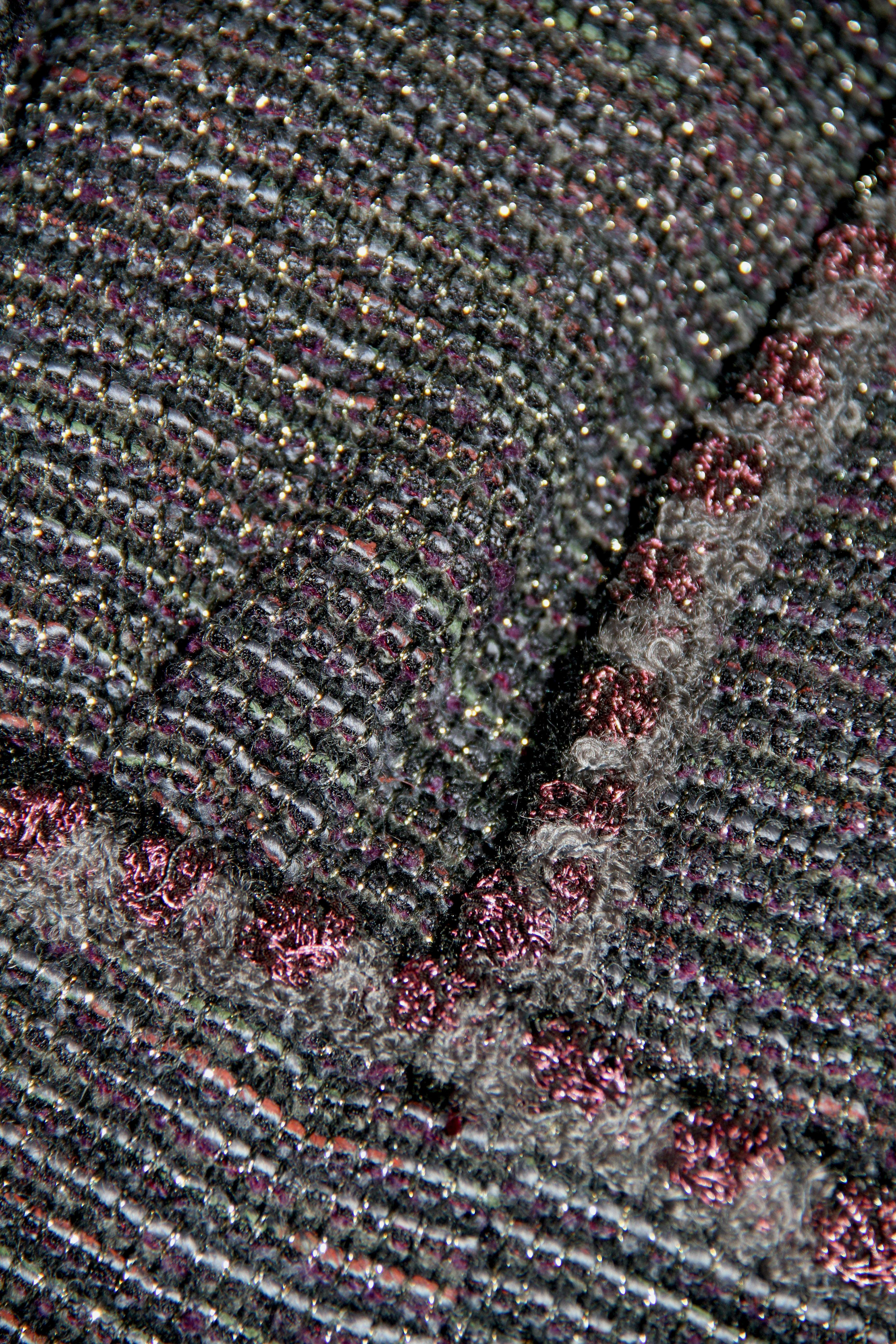 Chanel Grey Burgundy Tweed Coat Fall 2011 Ready to Wear 1