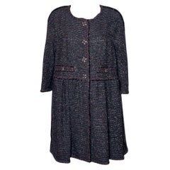 Chanel Grey Burgundy Tweed Coat Fall 2011 Ready to Wear