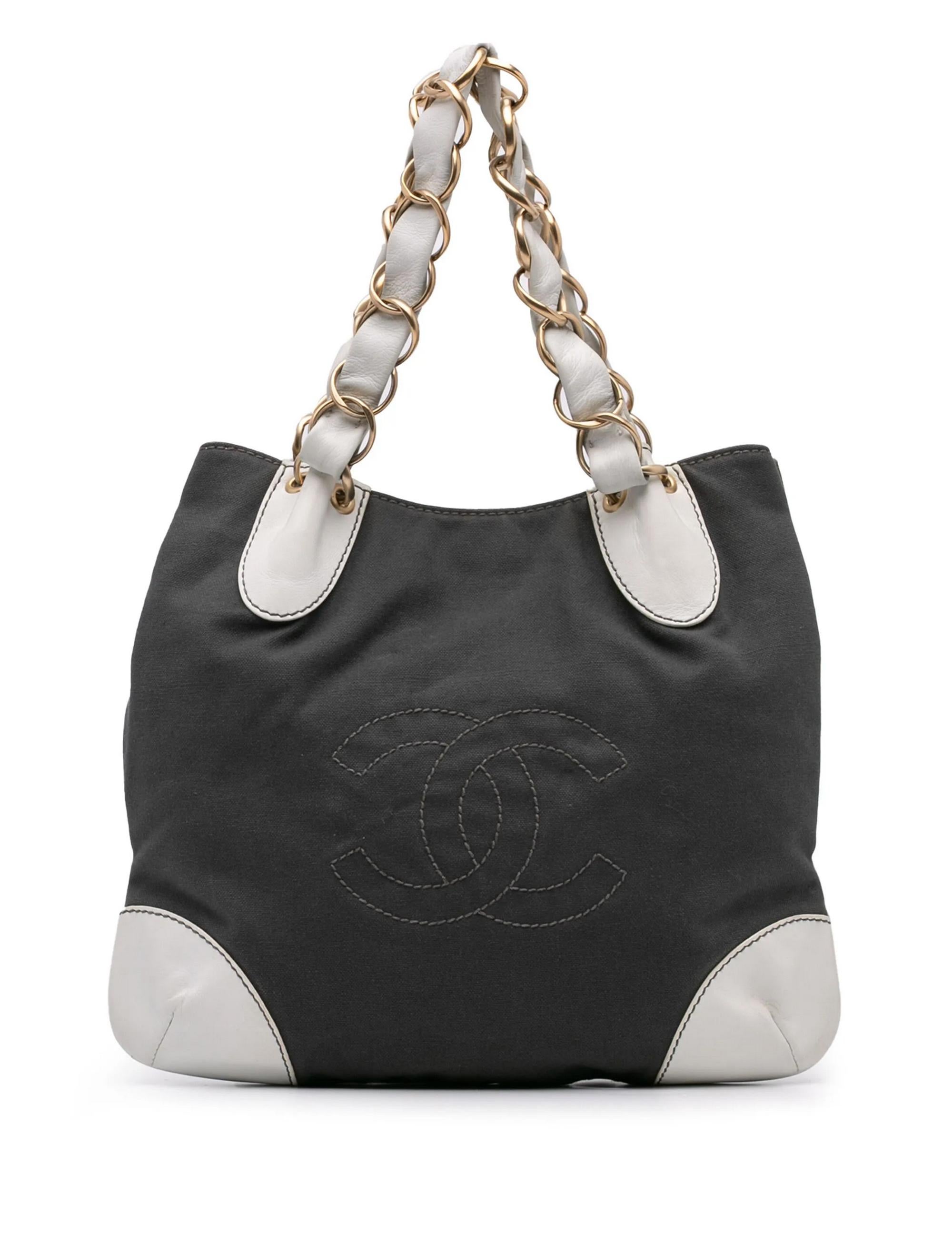 Chanel Grey Canvas Olsen Bag For Sale 1