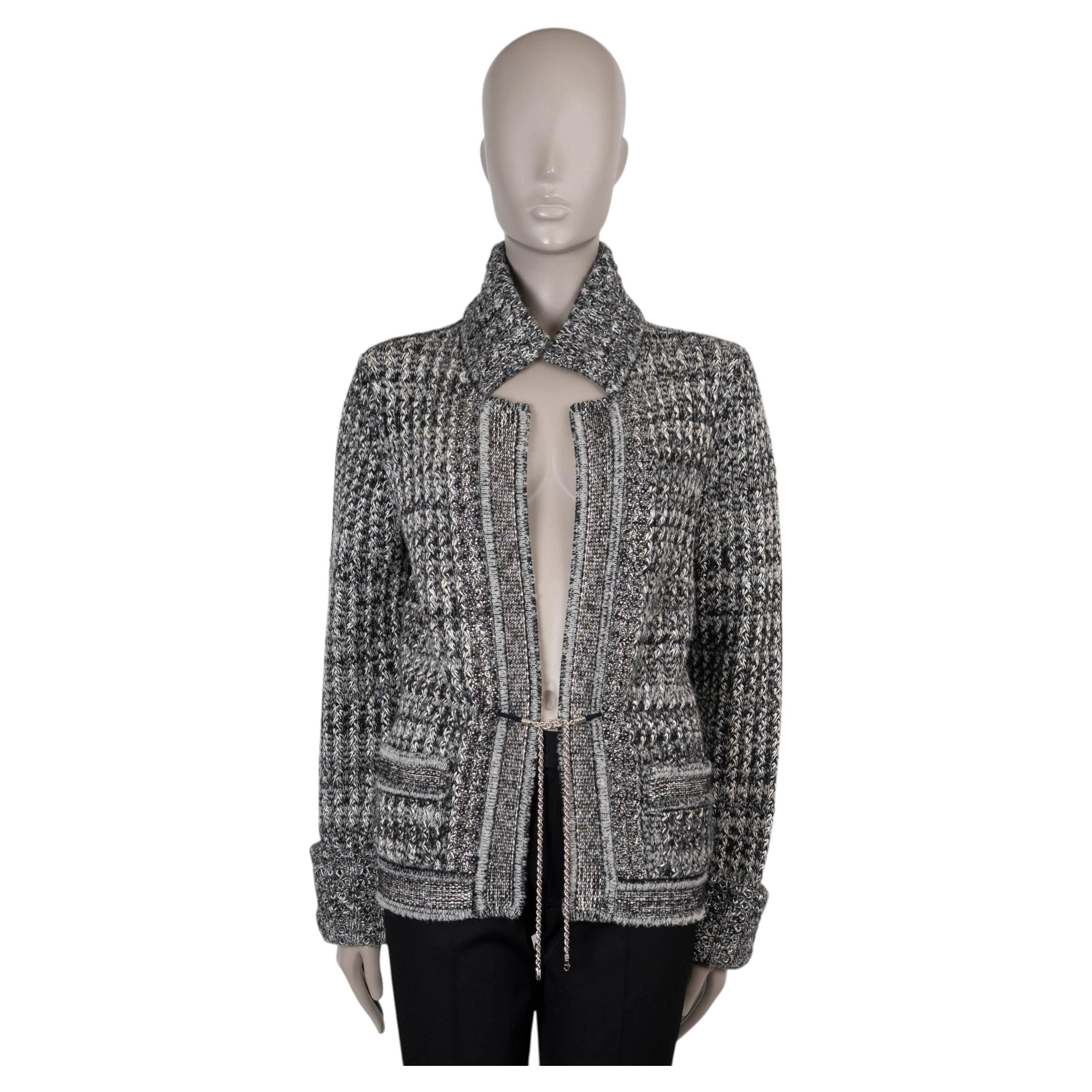 CHANEL grau Kaschmir 11A BYZANCE BEADED KNIT Jacke 40 M