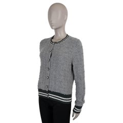 CHANEL grey cashmere 15A SALZBURG FLORAL KNIT Cardigan Sweater 42 L