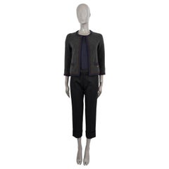 CHANEL 2005 05A CONTRAST TRIM OPEN Cardigan en cachemire gris 34 XS