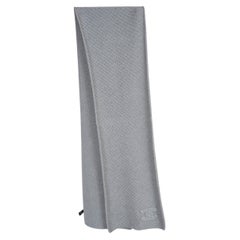 CHANEL grey cashmere 25S CC TEXTURED KNIT Muffler Scarf