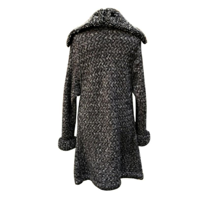 Donna Chanel Cardigan lungo grigio in misto cashmere Taglia 40 FR in vendita