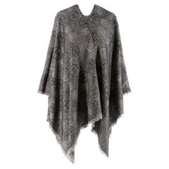 Chanel Grey Cashmere CC Printed Reversible Cape