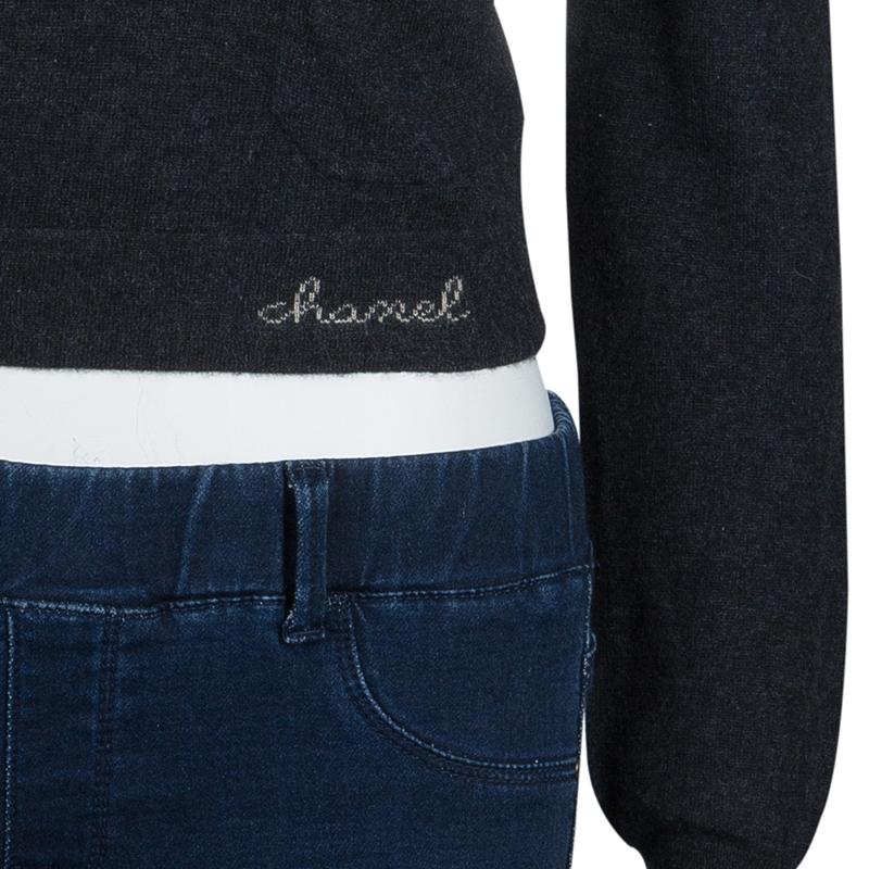 Chanel Grey Cashmere Sweater M 1