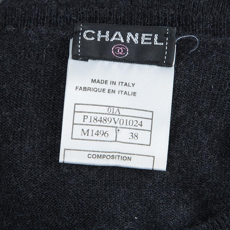 Chanel Grey Cashmere Sweater M 2