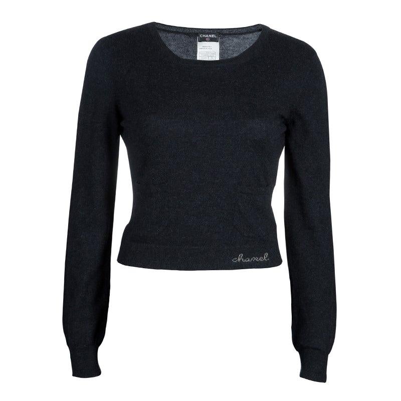 Chanel Grey Cashmere Sweater M