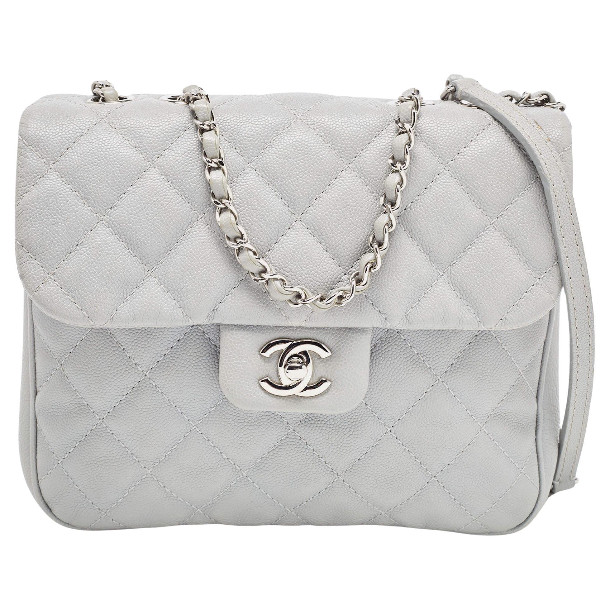 Chanel Grey Caviar Leather Medium Urban Companion Flap Bag For Sale