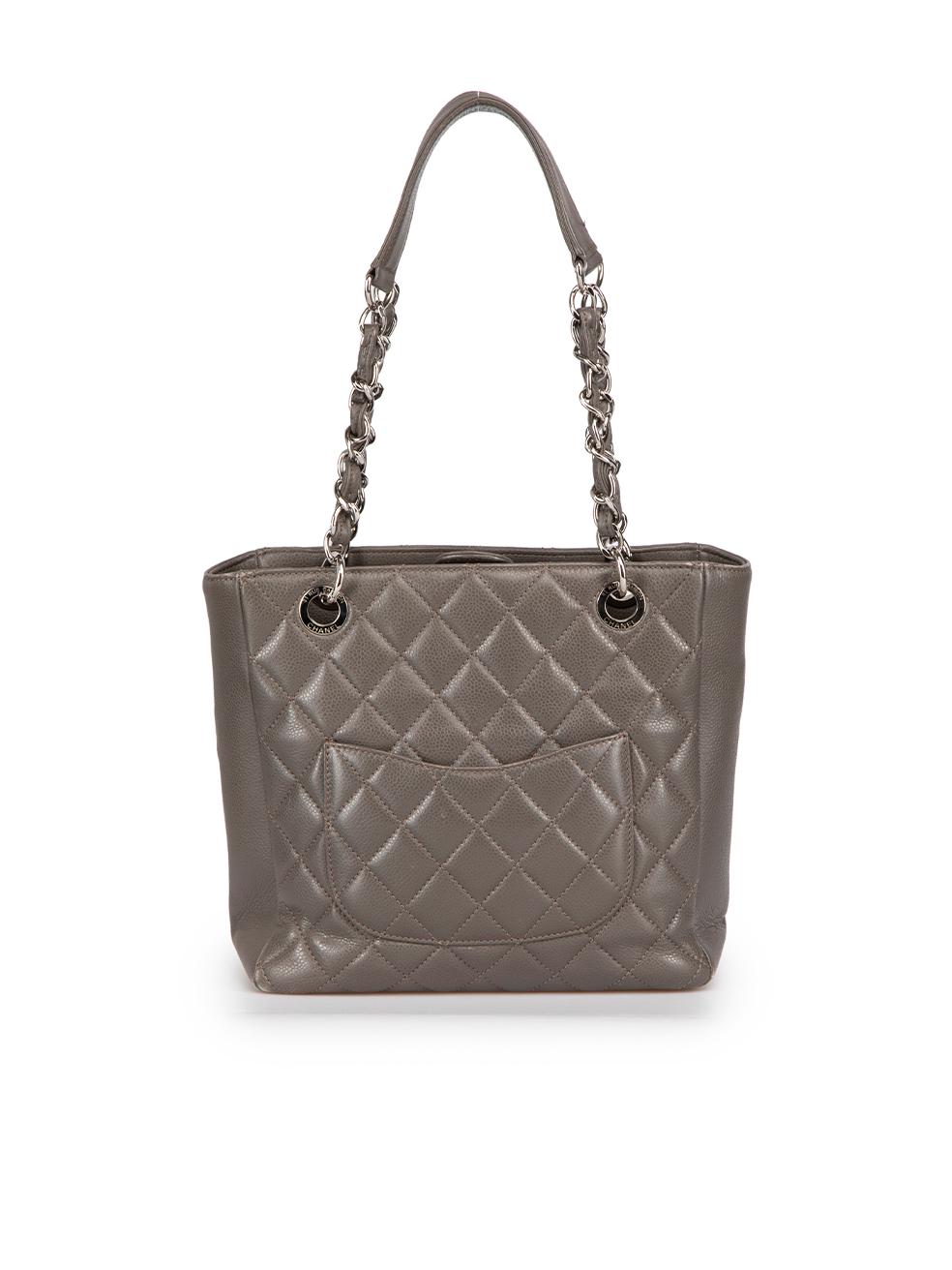 Gray Chanel Grey Caviar Leather Petite Shopping Tote