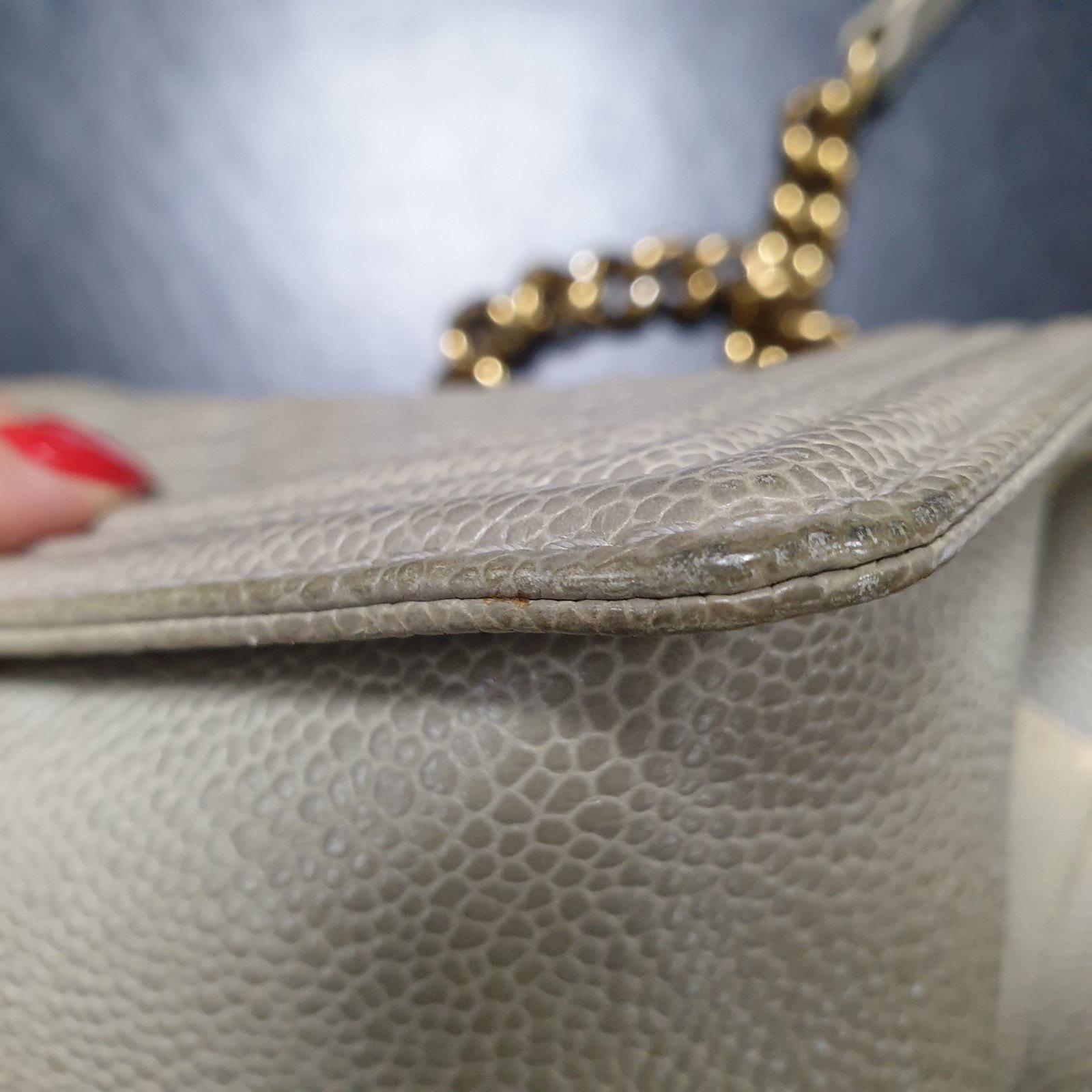 Chanel Grey Caviar Quilted Leather Gold Tone Metal Small Boy Flap Bag 5