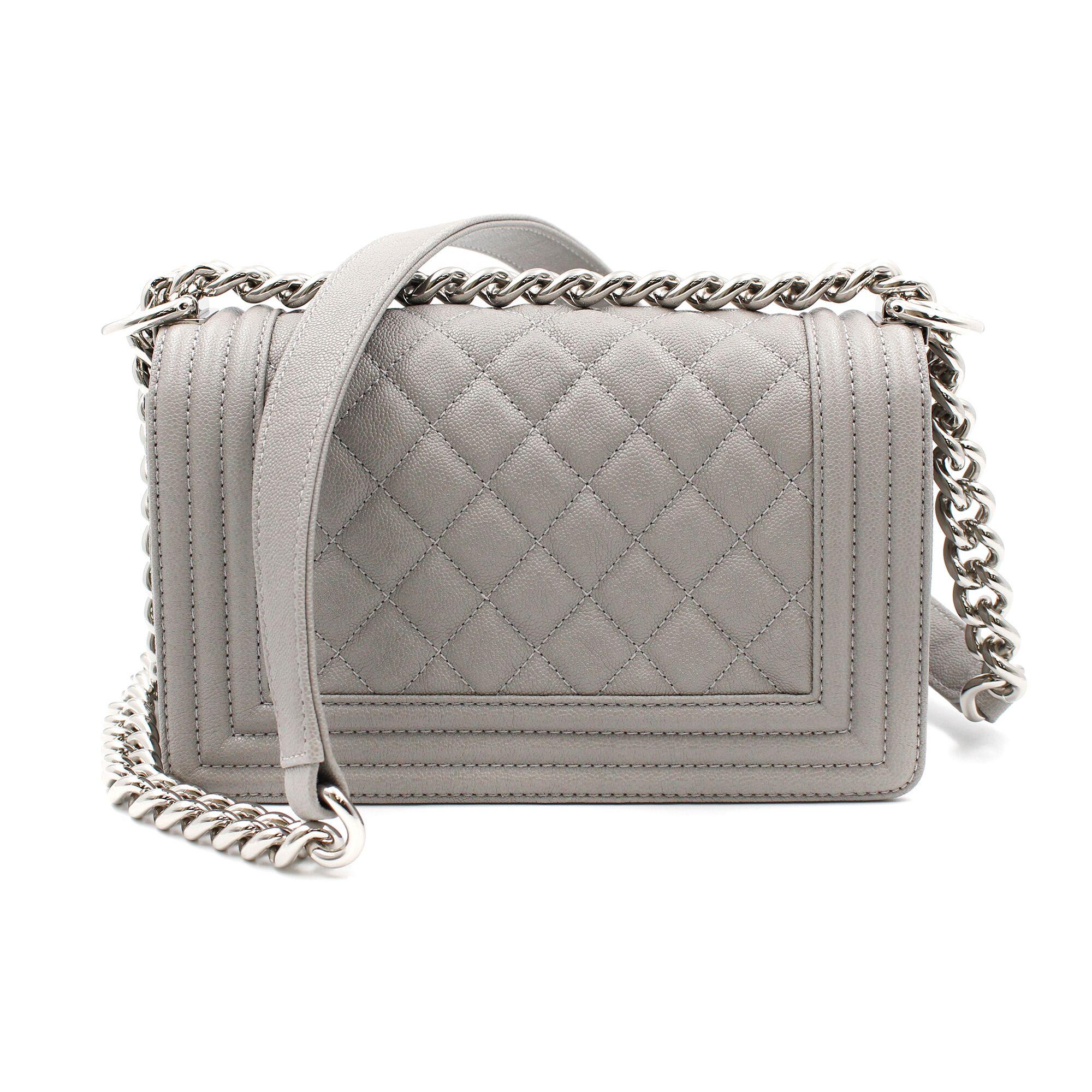 chanel boy grey caviar